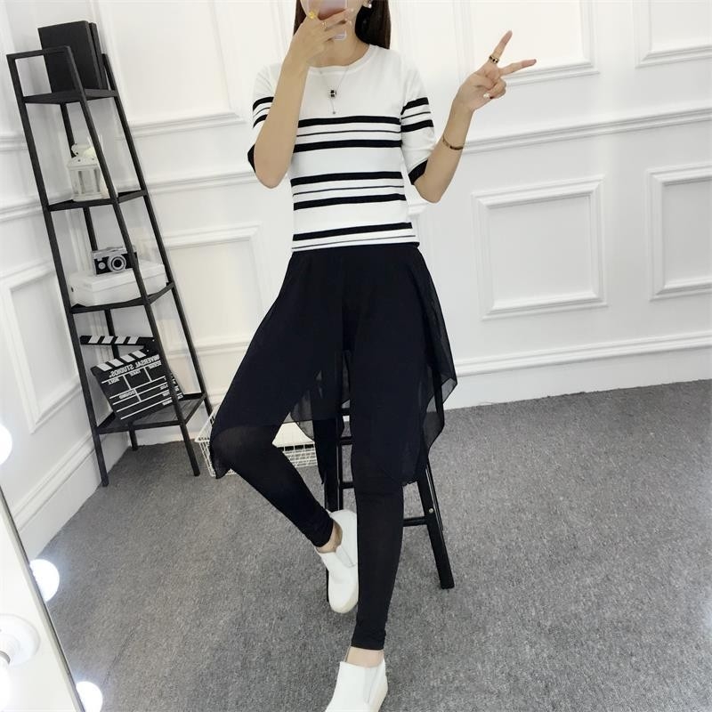 Harém hlače u korejskom stilu sa chiffon pojasom, skraćena duljina, Milk Silk poliester