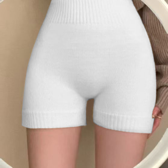 Moterų šilti megzti aukšto juosmens pagrindinės kelnės, 3/4 ilgio, didelis elastingumas, viskozės pluoštas, vieno tono