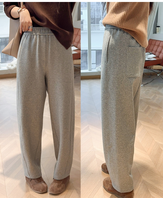 Casual scimitar παντελόνια, ψηλόμεσα, παχύ ύφασμα φούτερ, Spandex <30%, φθινόπωρο 2025