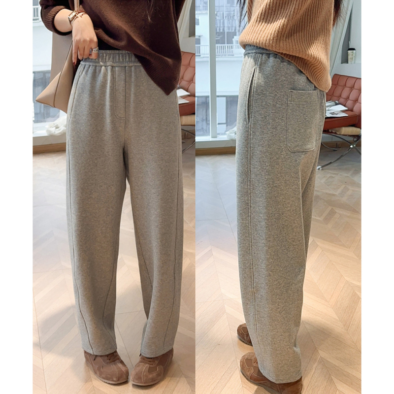 Casual scimitar παντελόνια, ψηλόμεσα, παχύ ύφασμα φούτερ, Spandex <30%, φθινόπωρο 2025