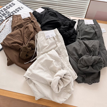 Ženske cargo hlače s flisom, tople i udobne, širok kroj, visok struk, debeli materijal