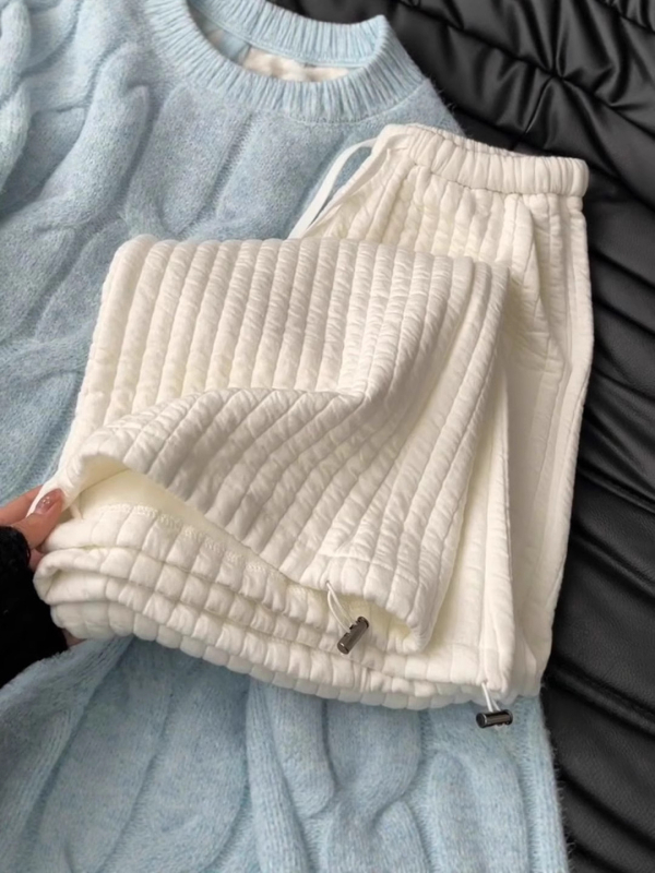 Дамски памучни панталони, 3D пояс, средна талия, прав силует, зима 2025