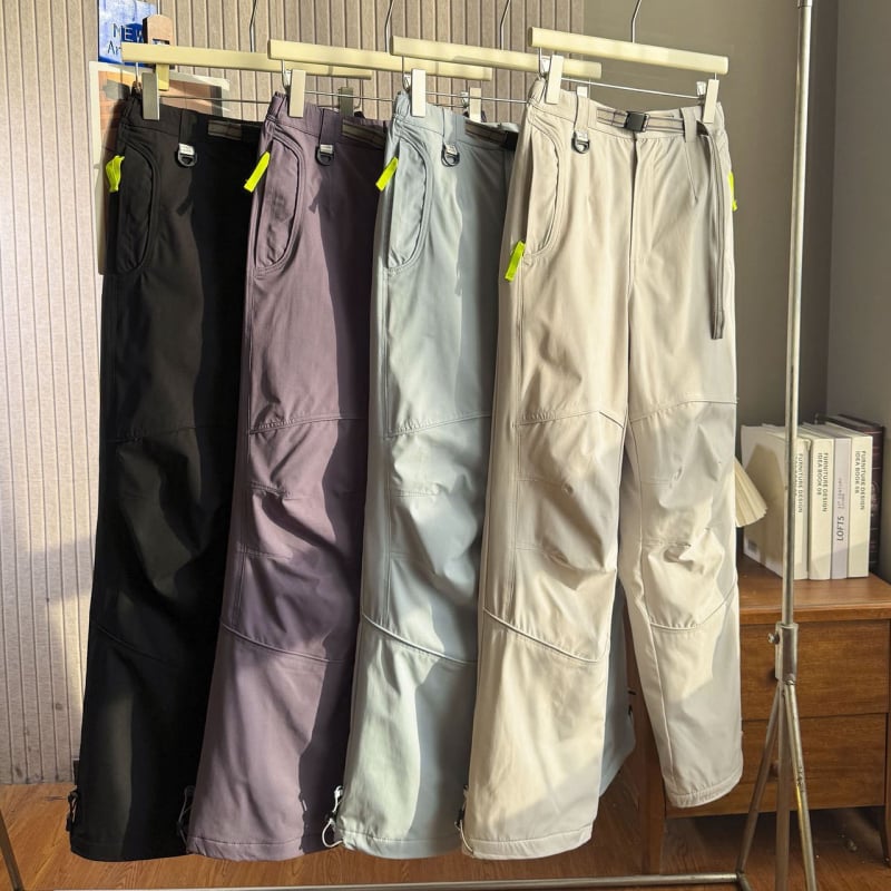 Poliesterske casual hlače ravnog kroja, srednji pojas, debeo materijal, mikroelastične, zima 2024