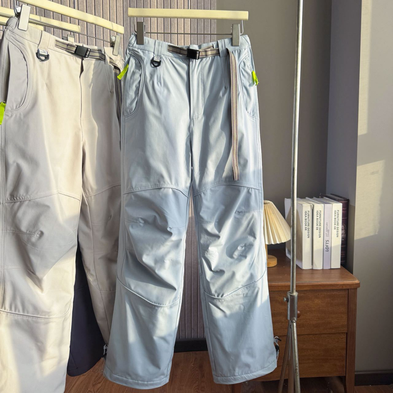 Poliesterske casual hlače ravnog kroja, srednji pojas, debeo materijal, mikroelastične, zima 2024