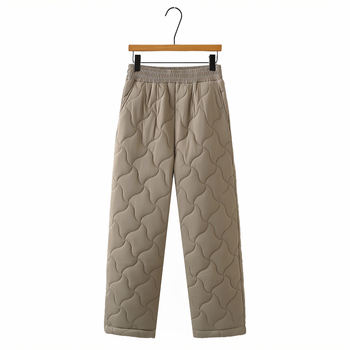 Дамски панталони с висока талия, подплатени памук-найлонова материя, свободен прав силует, за възрастни жени, есен 2025