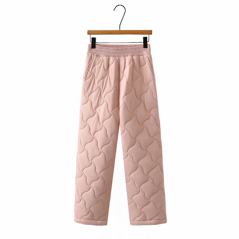 Дамски панталони с висока талия, подплатени памук-найлонова материя, свободен прав силует, за възрастни жени, есен 2025