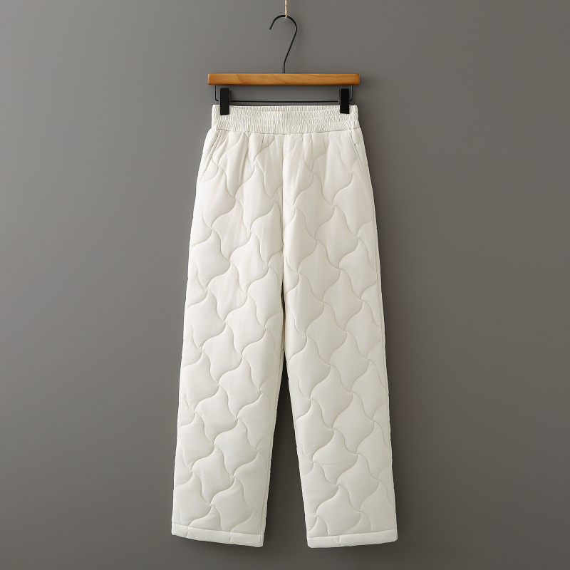 Дамски панталони с висока талия, подплатени памук-найлонова материя, свободен прав силует, за възрастни жени, есен 2025