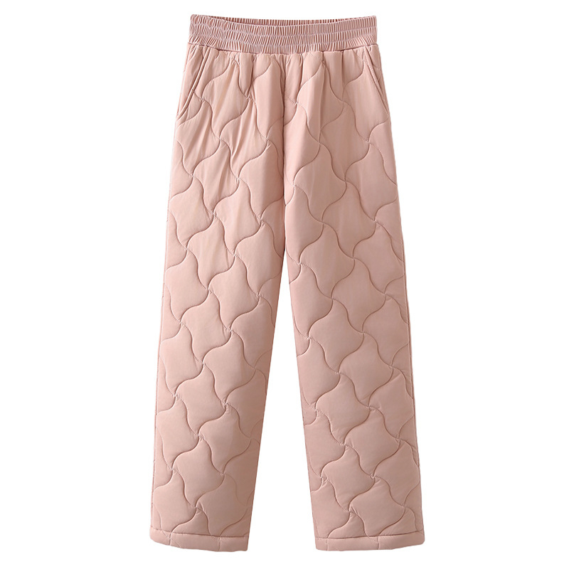Дамски панталони с висока талия, подплатени памук-найлонова материя, свободен прав силует, за възрастни жени, есен 2025