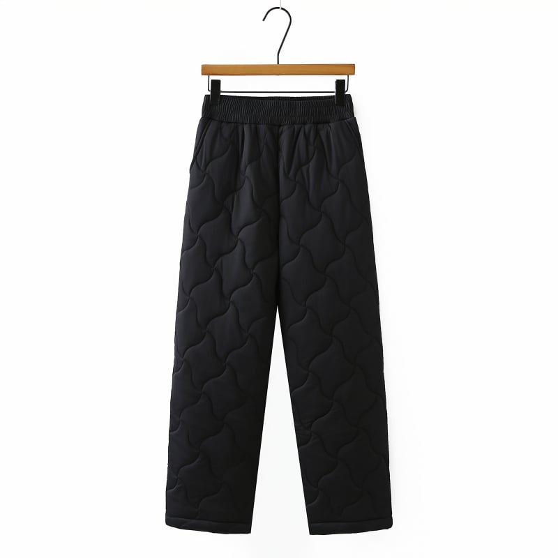 Дамски панталони с висока талия, подплатени памук-найлонова материя, свободен прав силует, за възрастни жени, есен 2025