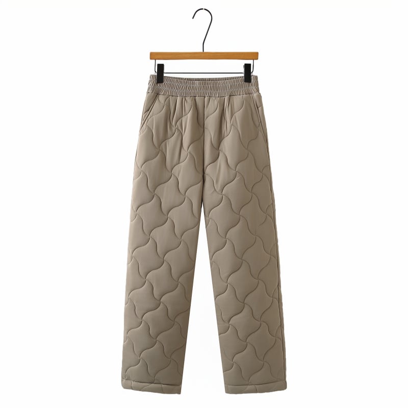 Дамски панталони с висока талия, подплатени памук-найлонова материя, свободен прав силует, за възрастни жени, есен 2025