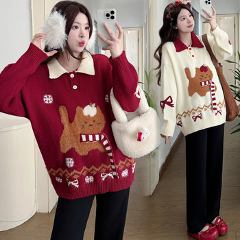 Dvije komadni set: pulover s dugim rukavima s anime printom i široke hlače, akril 70–80% + spandeks <30%, zima 2025, japansko-korejski ležerni stil, bez glačanja, turn-down ovratnik