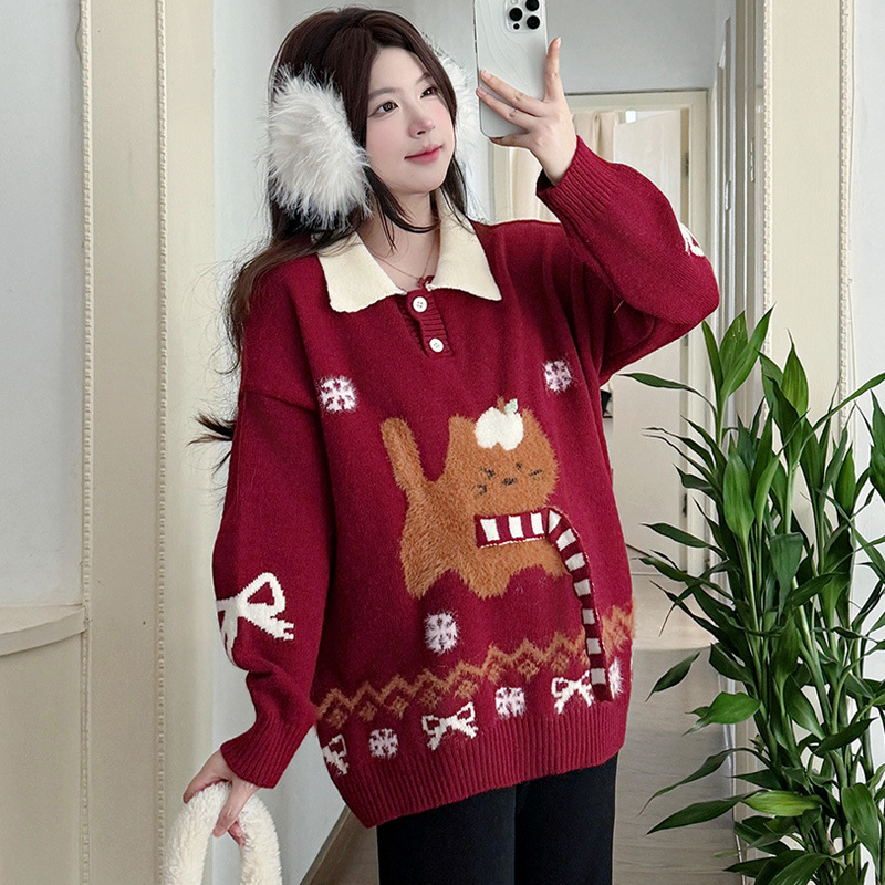 Dvije komadni set: pulover s dugim rukavima s anime printom i široke hlače, akril 70–80% + spandeks <30%, zima 2025, japansko-korejski ležerni stil, bez glačanja, turn-down ovratnik