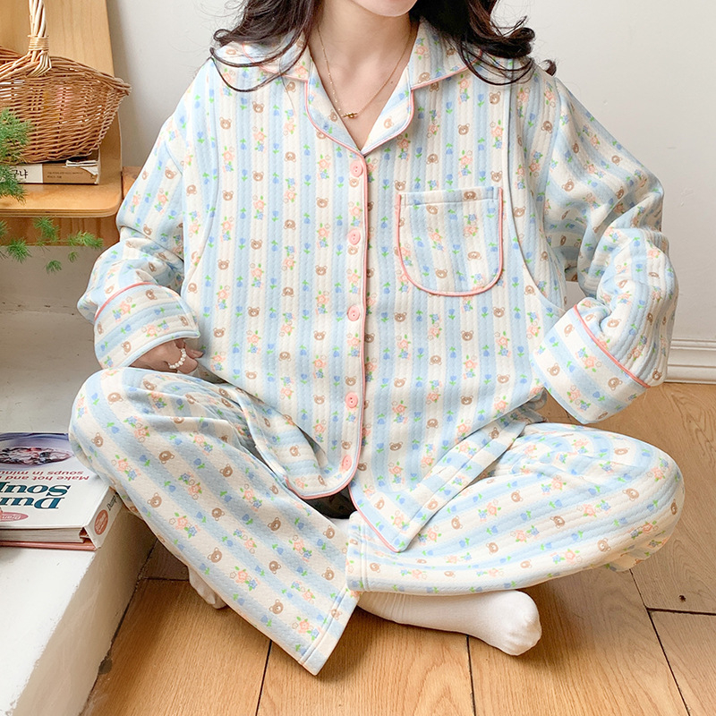 Grūtnieču un zīdīšanas pidžamu komplekts rudens–ziema, Jacquard Air Cotton sendvičs, 251–300 g/m², garas piedurknes, bikses, 100% poliesters