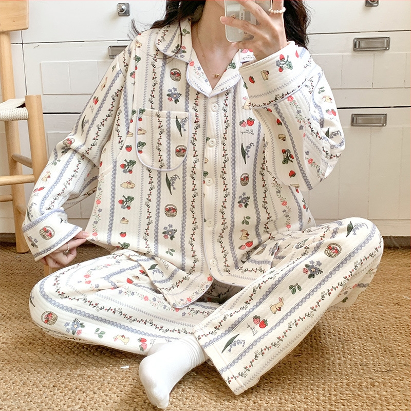 Grūtnieču un zīdīšanas pidžamu komplekts rudens–ziema, Jacquard Air Cotton sendvičs, 251–300 g/m², garas piedurknes, bikses, 100% poliesters