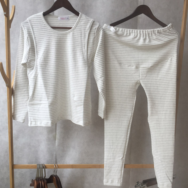 Māmiņu un zīdīšanas apģērbu komplekts, kokvilna, 95% kokvilna, garās piedurknes, piemērots ziemai, pavasarim un rudenim