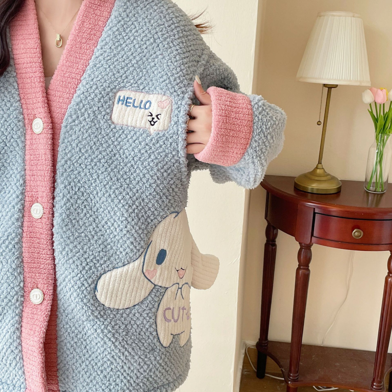 Laktācijas pidžama komplekts - korāla flīss, poliesters, garas piedurknes, zīdīšanas atvērums, bikses komplekts