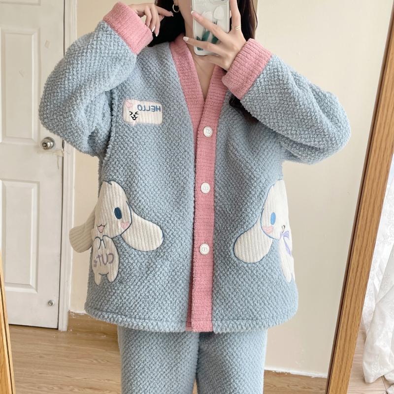 Laktācijas pidžama komplekts - korāla flīss, poliesters, garas piedurknes, zīdīšanas atvērums, bikses komplekts