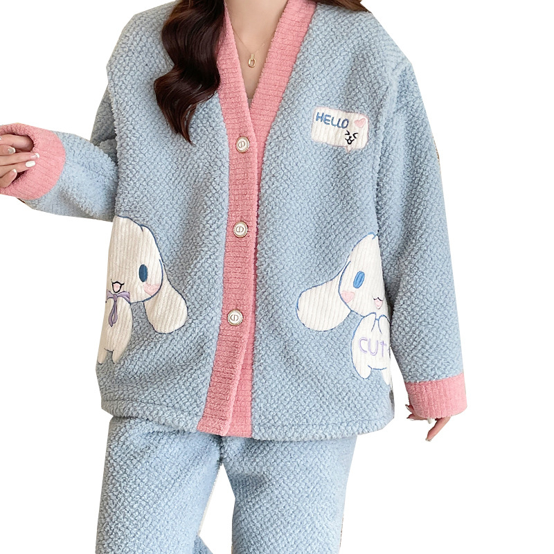 Laktācijas pidžama komplekts - korāla flīss, poliesters, garas piedurknes, zīdīšanas atvērums, bikses komplekts