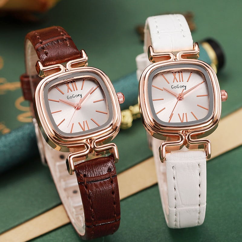 Ženski kvarcni sat s kvadratnim cifernikom, kućište od legure, remen od imitacijske kože, spiralna korona