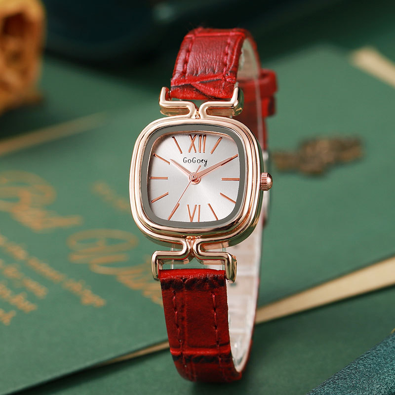 Ženski kvarcni sat s kvadratnim cifernikom, kućište od legure, remen od imitacijske kože, spiralna korona