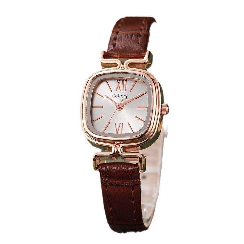 Ženski kvarcni sat s kvadratnim cifernikom, kućište od legure, remen od imitacijske kože, spiralna korona