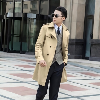 Мъжка ветровка в корейски стил, средна дължина, цип, стойка яка, тесен силует