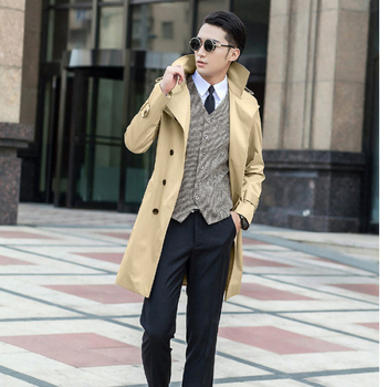 Мъжка ветровка в корейски стил, средна дължина, цип, стойка яка, тесен силует