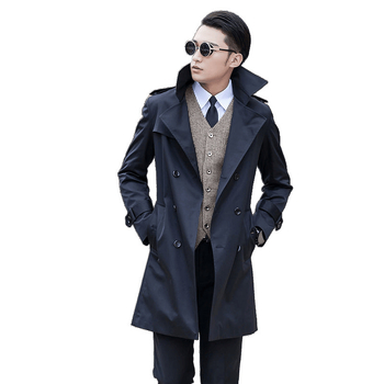 Мъжка ветровка в корейски стил, средна дължина, цип, стойка яка, тесен силует