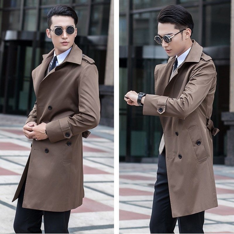 Мъжка ветровка в корейски стил, средна дължина, цип, стойка яка, тесен силует