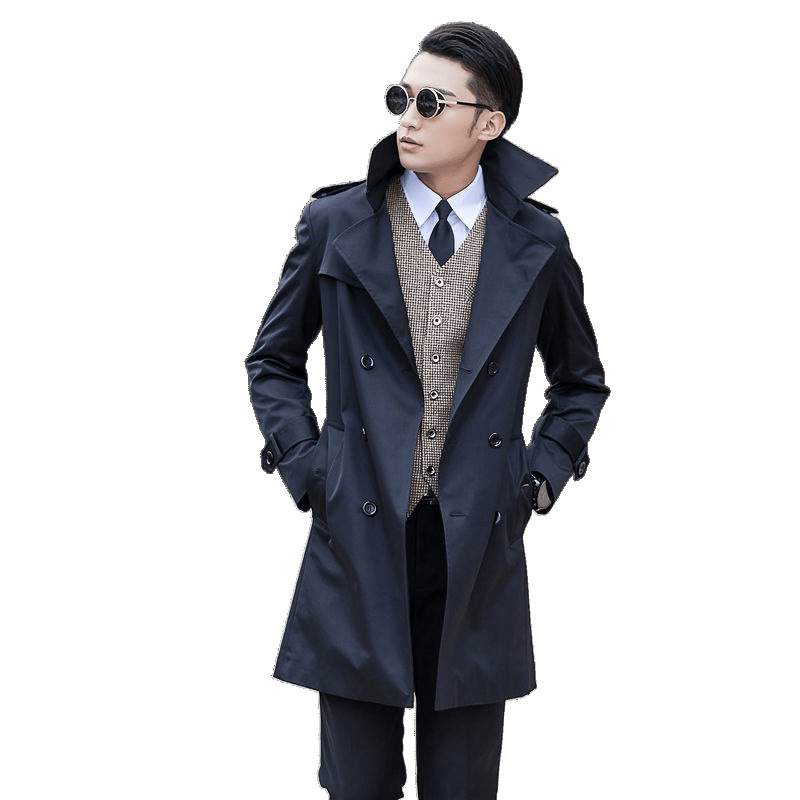 Мъжка ветровка в корейски стил, средна дължина, цип, стойка яка, тесен силует
