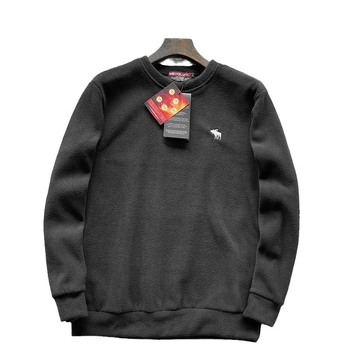 Muški fleece pulover s izvezom jelena, debeo flis, poliester 96%+, okrugli izrez