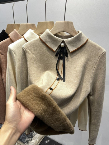 Ženski džemper s flisom, djevojački ovratnik, kapuljača, debeo materijal, dugi rukavi