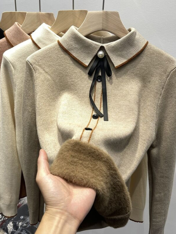 Ženski džemper s flisom, djevojački ovratnik, kapuljača, debeo materijal, dugi rukavi
