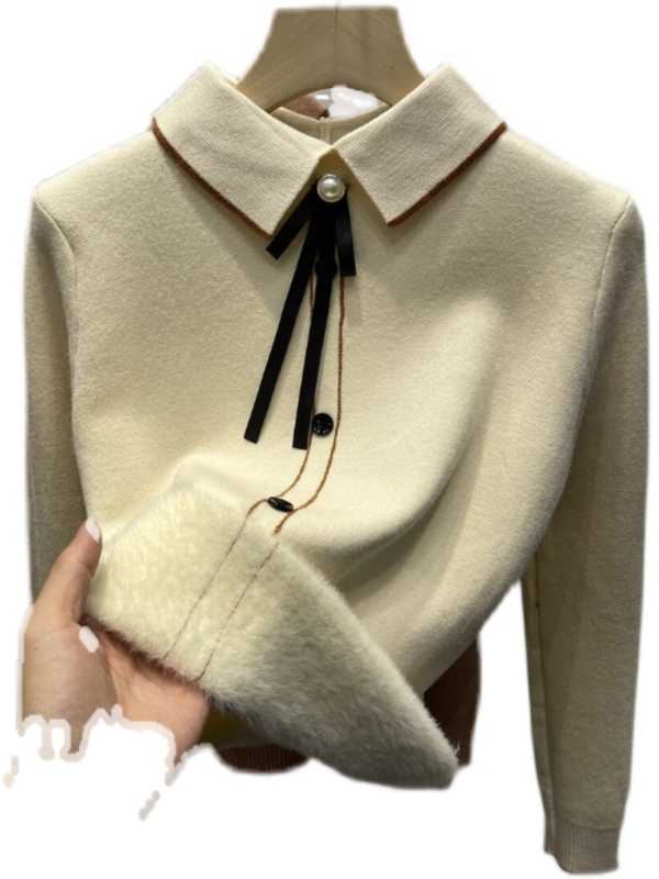 Ženski džemper s flisom, djevojački ovratnik, kapuljača, debeo materijal, dugi rukavi