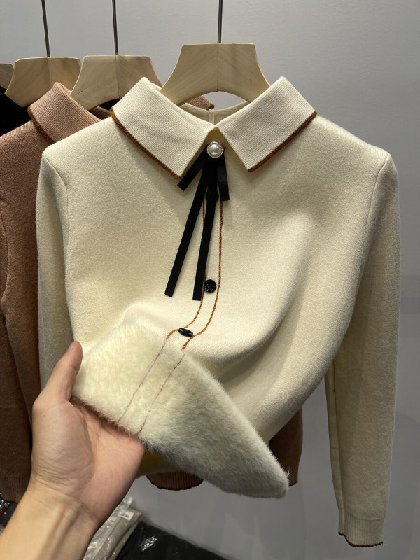 Ženski džemper s flisom, djevojački ovratnik, kapuljača, debeo materijal, dugi rukavi