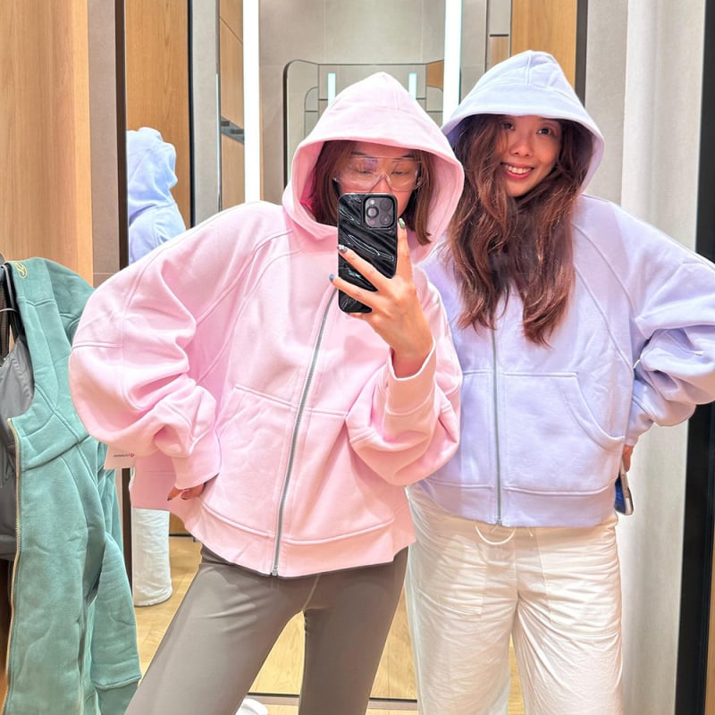 Ženski Scuba džemper s kapuljom i zipom, ultra širok kroj, fleece podstava, mješavina pamuka i poliestera