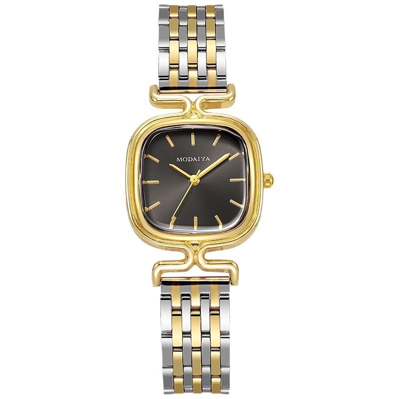 Ženski sat s kvadratnim cifernikom, kvarcni mehanizam, nehrđajući čelični kaiš, kopča s iglom, vodootporan