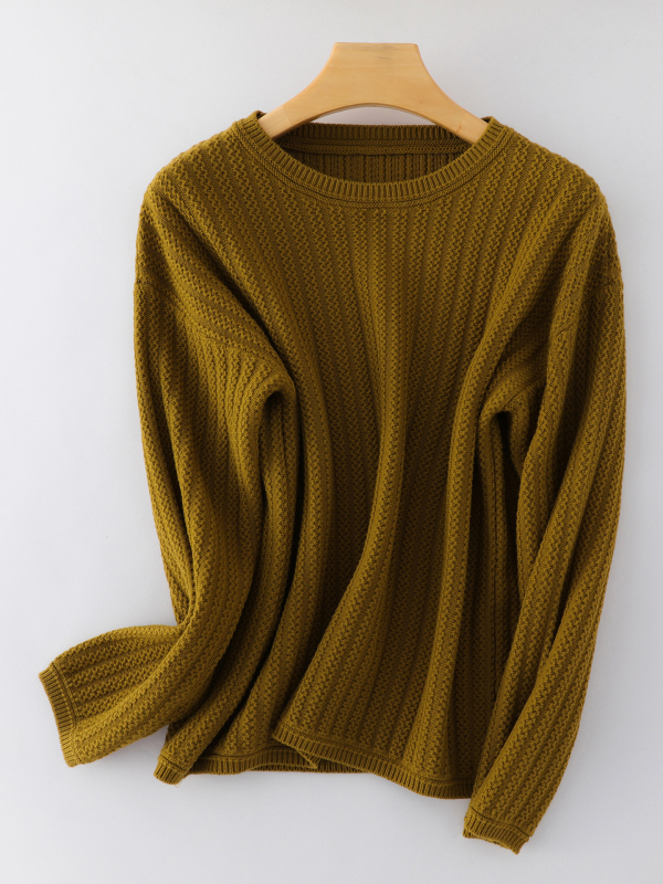 Džemper od teškog žakarda pamuka, okrugli izrez, dugi rukavi, udoban slobodan kroj