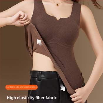 Női termikus mellény mellkasbetéttel, gyapjúkeverék, fűtött belső ruházat, antistatikus, antibakteriális, melegen tart, 80–90% gyapjú, 201–250 g/m²