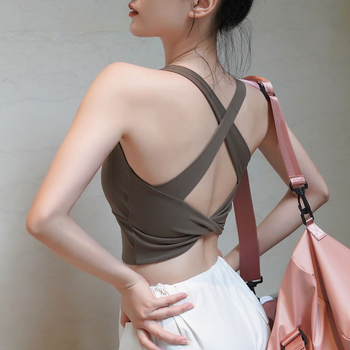 Tingxuan ženski top za jogu s križnim leđnim dijelom, poliester materijal, jesen 2024