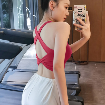 Tingxuan ženski top za jogu s križnim leđnim dijelom, poliester materijal, jesen 2024