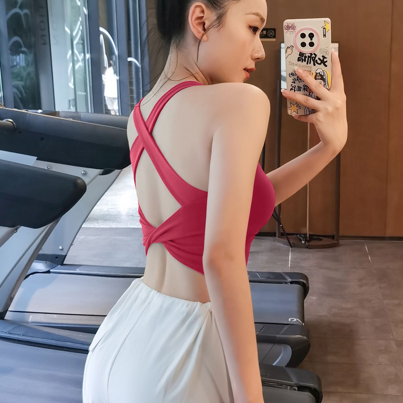 Tingxuan ženski top za jogu s križnim leđnim dijelom, poliester materijal, jesen 2024