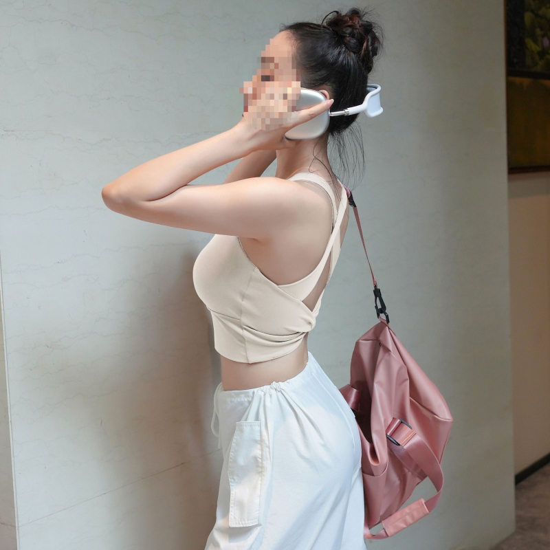 Tingxuan ženski top za jogu s križnim leđnim dijelom, poliester materijal, jesen 2024