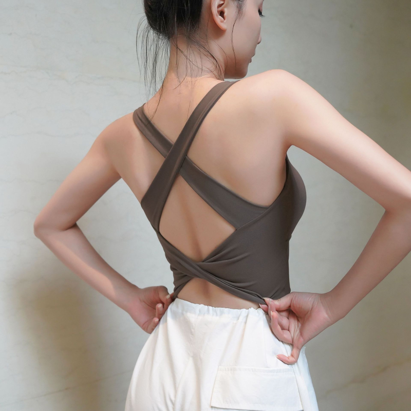 Tingxuan ženski top za jogu s križnim leđnim dijelom, poliester materijal, jesen 2024