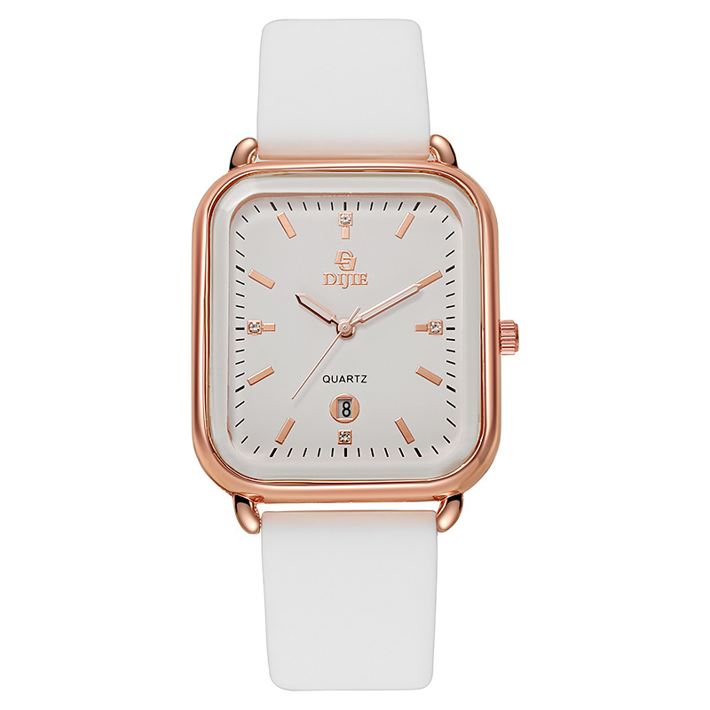 Sat s kalendarom i svijetlećim brojevima, kvarcni mehanizam, pravokutni dizajn, silikonska narukvica, vodootpornost 30 m