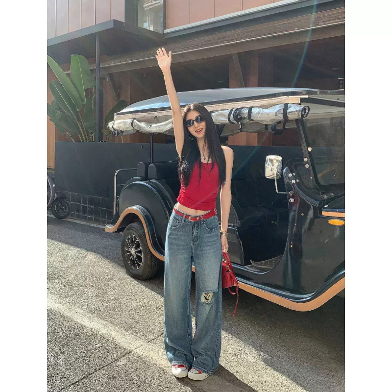 Be rankovių topas su krūties pagalvėlėmis, sling petimis, apvali kaklo iškirptė, tankus medvilninis audinys 251–300 g/m², vasarai