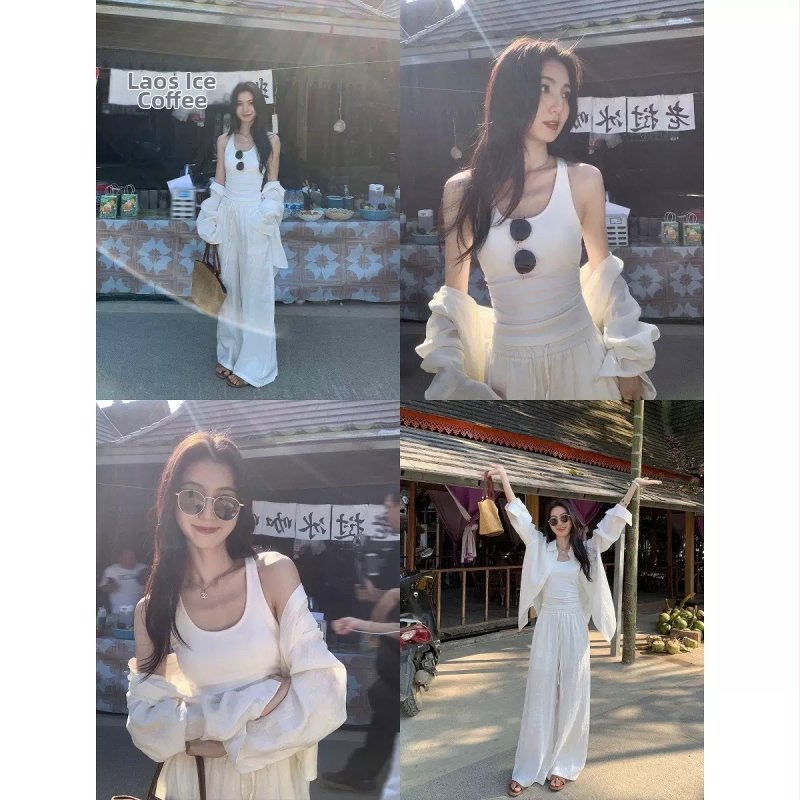 Be rankovių topas su krūties pagalvėlėmis, sling petimis, apvali kaklo iškirptė, tankus medvilninis audinys 251–300 g/m², vasarai