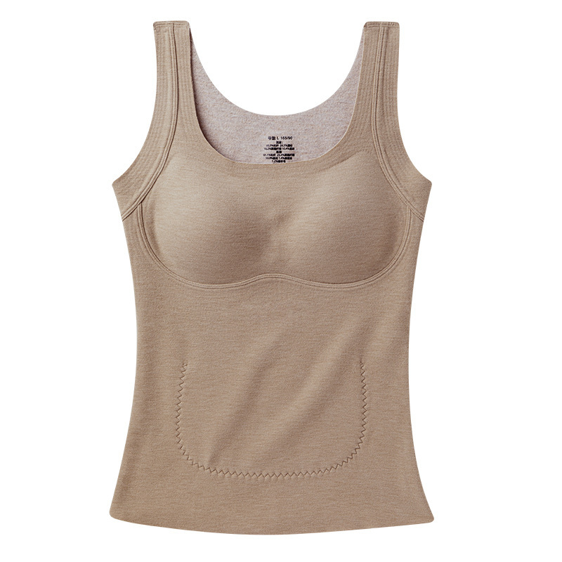 Top termic pentru femei cupe integrate, dublu strat din viscose, catifea la margine, decolteu drept