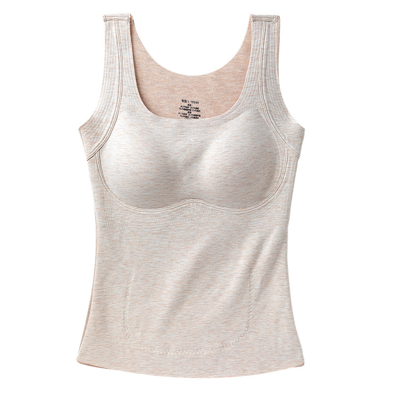 Top termic pentru femei cupe integrate, dublu strat din viscose, catifea la margine, decolteu drept