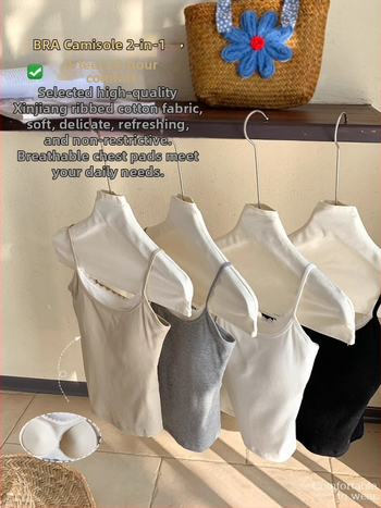 Moterų camisole viršus, sling stilius, korėjietiškas laisvalaikis, siauras kirpimas, labai trumpas ilgis, vasara 2025, medvilnė 50–70%